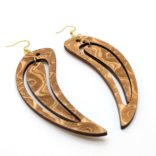 Bison Horn Lasercut Wooden Earrings | Indi City