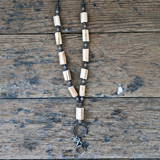 Devil's Club Beaded Lanyard with Silver Key Ring