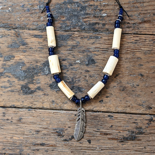 Devil's Club Necklace with Silver Feather Pendant