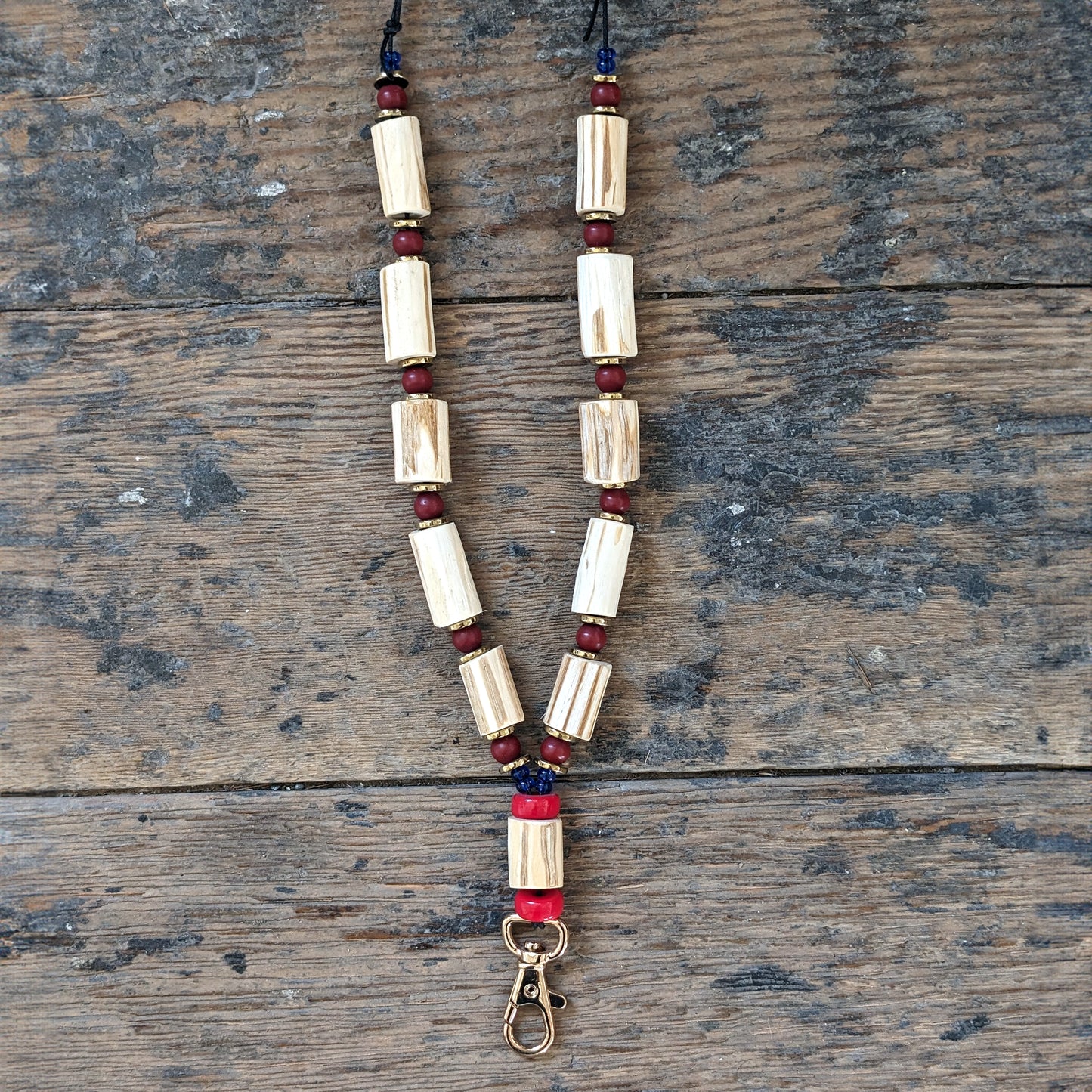 Devil's Club Beaded Lanyard with Rose Gold Keyring