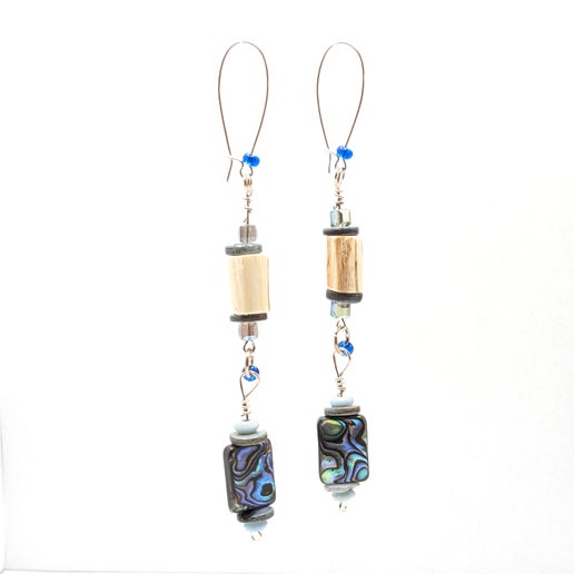 Devil's Club & Abalone Dangling Earrings