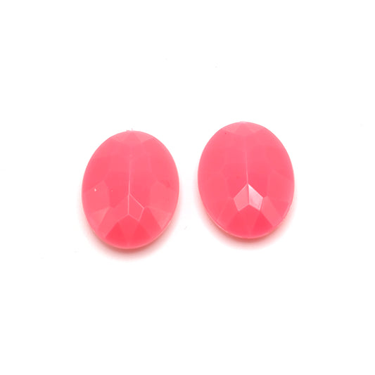 Oval Neon Pink Fluorescent Jewel Cabs