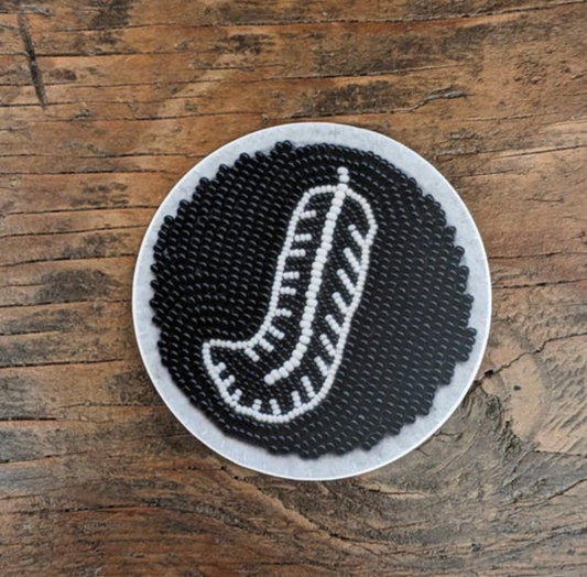 Beaded Feather Patch Stickers