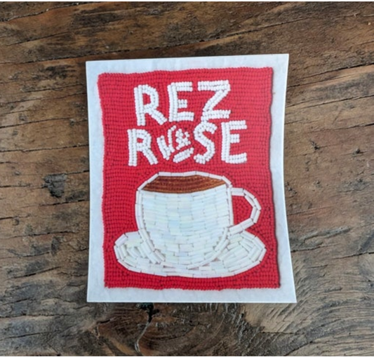 Beaded Rez Rose Teacup Stickers