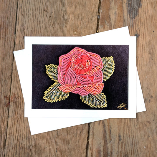 Metis Beaded Rose Photographic Greeting Card