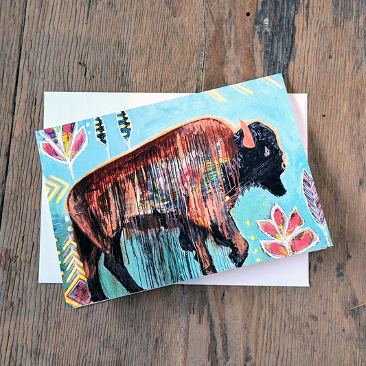 Watercolour Buffalo Photo Print Greeting Card