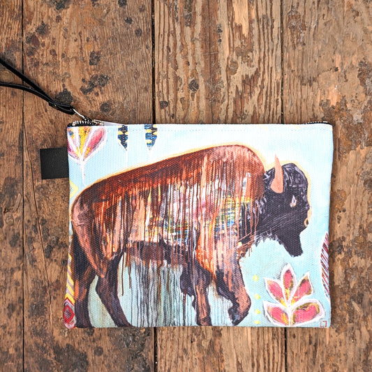 large Watercolour Buffalo Canvas Pouch