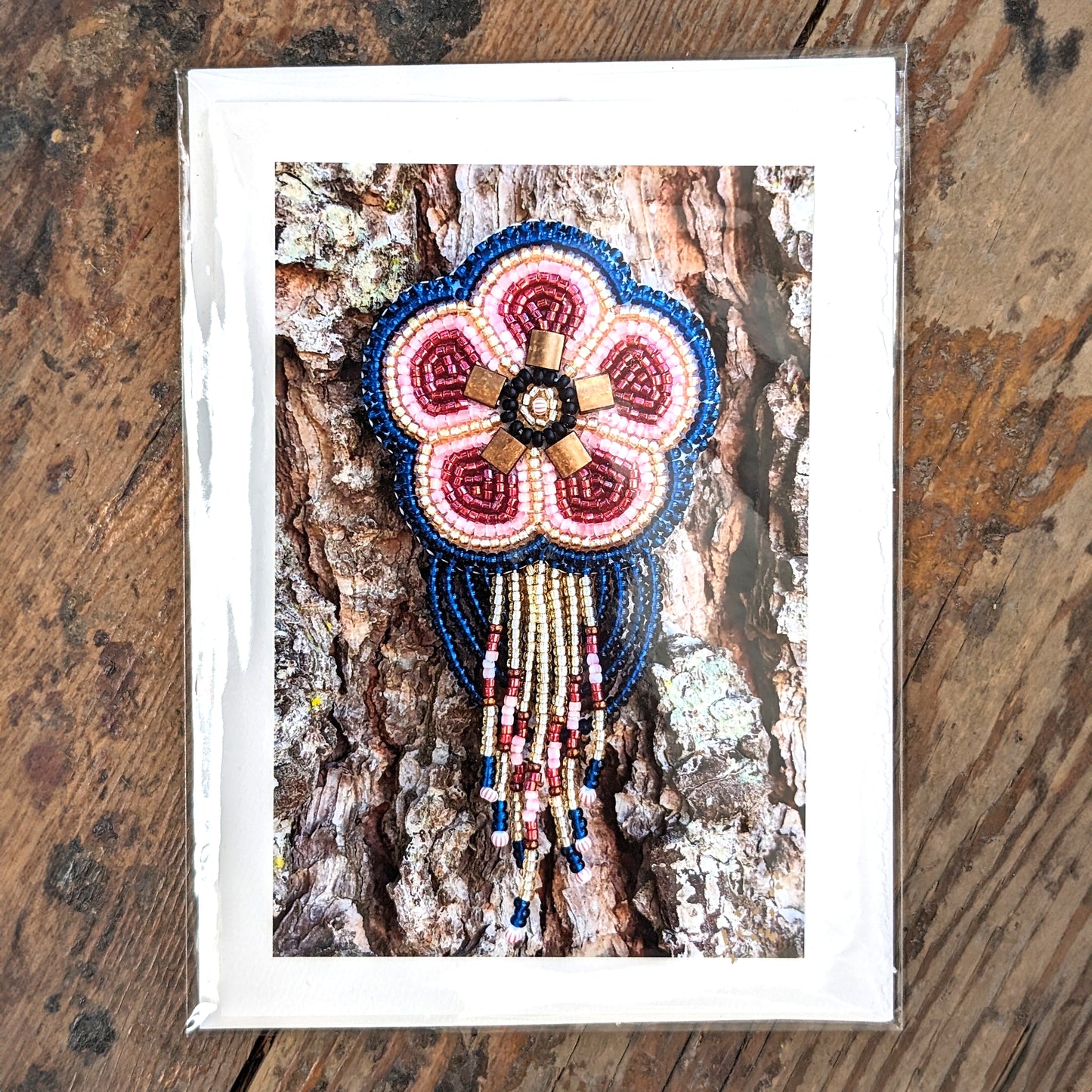 Beaded Flower Brooch Photographic Greeting Card