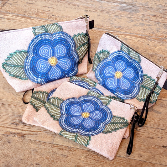 Blue Metis Flower Canvas Pouch Collection