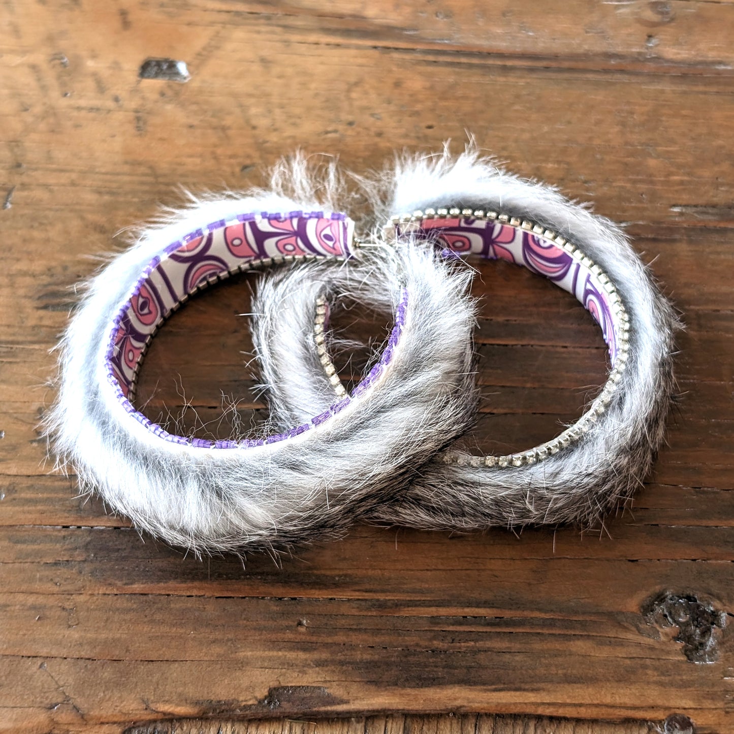 Natural Rabbit Fur Hoop Earrings