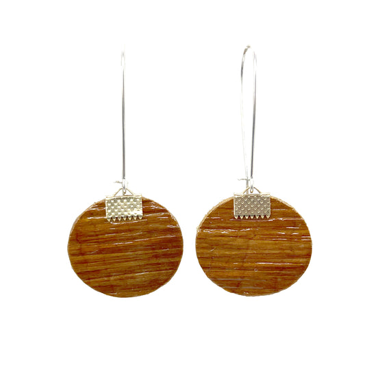 Circle Cedar Bark Earrings