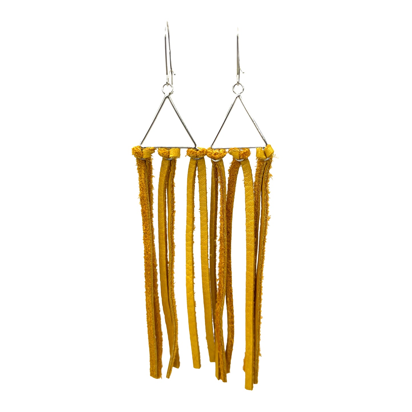 Geometric Moose Hide Fringe Earrings