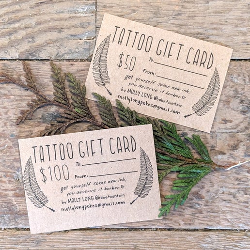 $100 Tattoo Gift Cards @baby.fountain