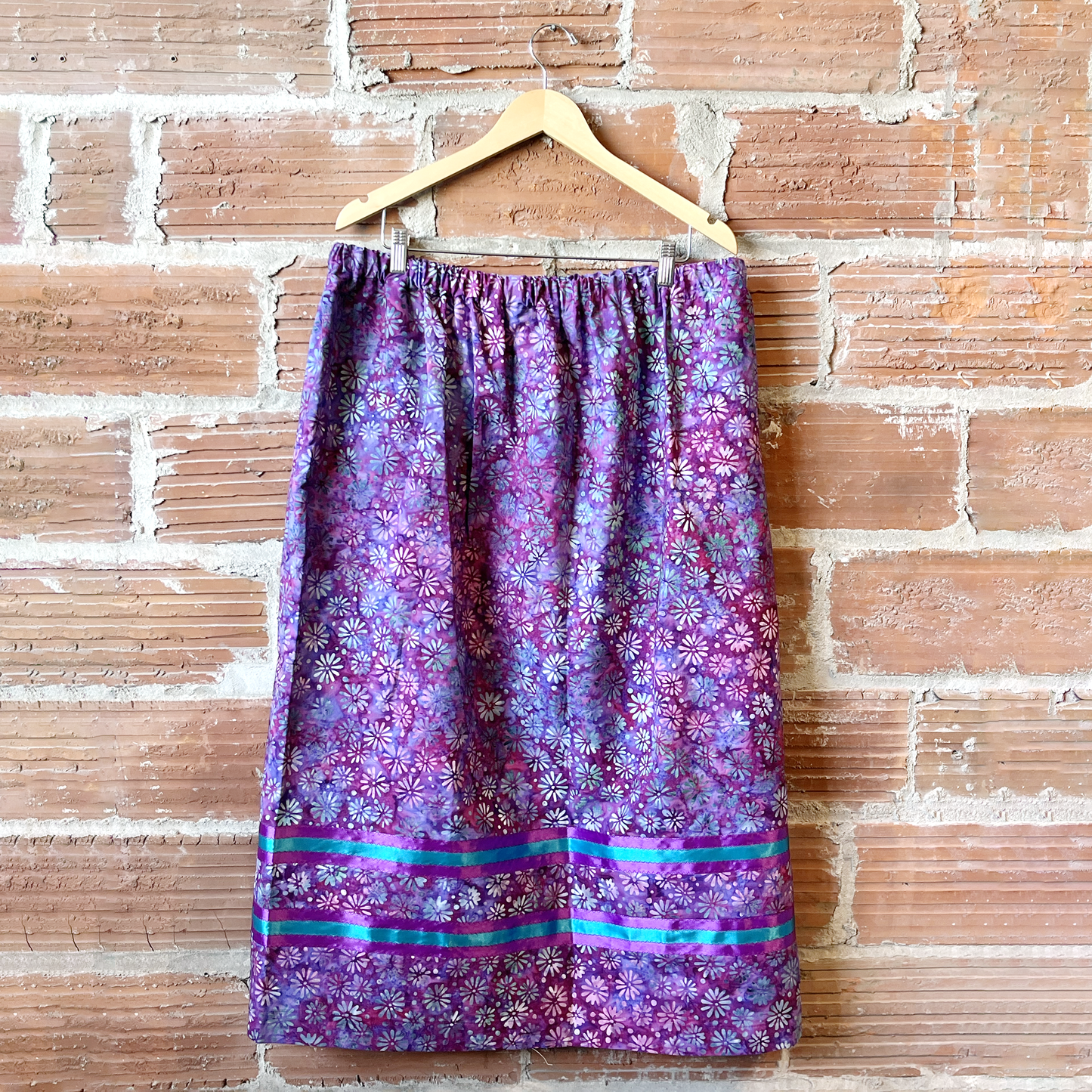 Floral Watercolour Magenta & Teal Ribbon Skirt