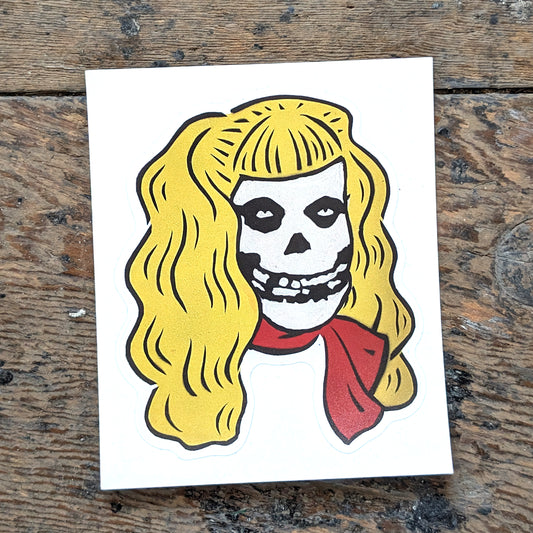 Blonde Misfit Skull Babe Stickers