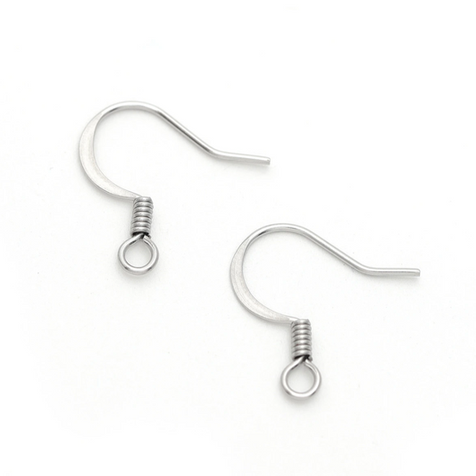 Stainless Steel Flat Earwire Hooks in 14mm