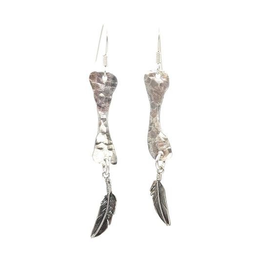 "Bone Feather" Sterling Silver Earrings