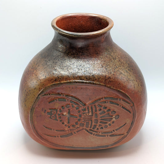 Spider Weaver Carved Pottery Vase