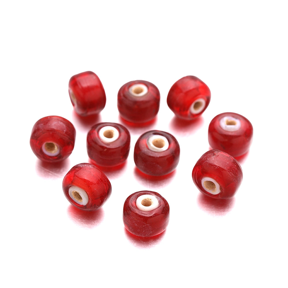 Red White Heart Beads